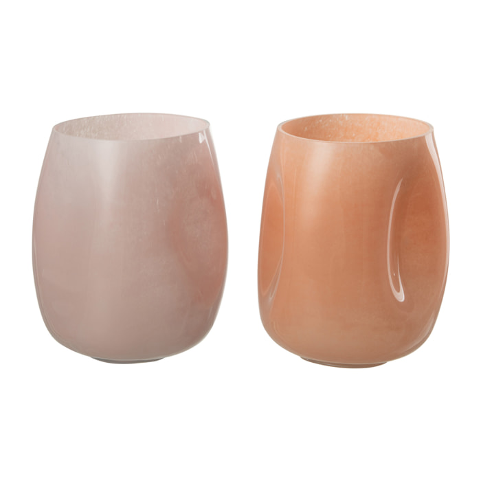 J-Line vase Bosse - verre - rose/orange - small - 2 pièces - 16.5 cm de hauteur