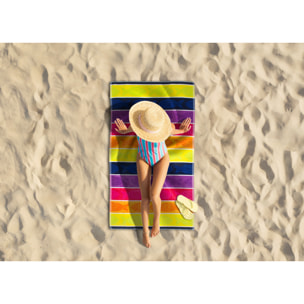 Telo Mare Spugna Jacquard Spiaggia Disegno Fish Pois