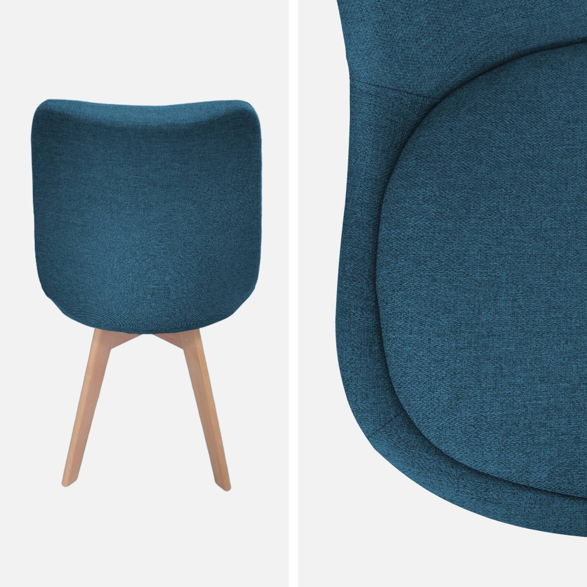 Lot de 4 chaises scandinaves revêtement tissu bleu foncé. pieds bois de hêtre - Nils