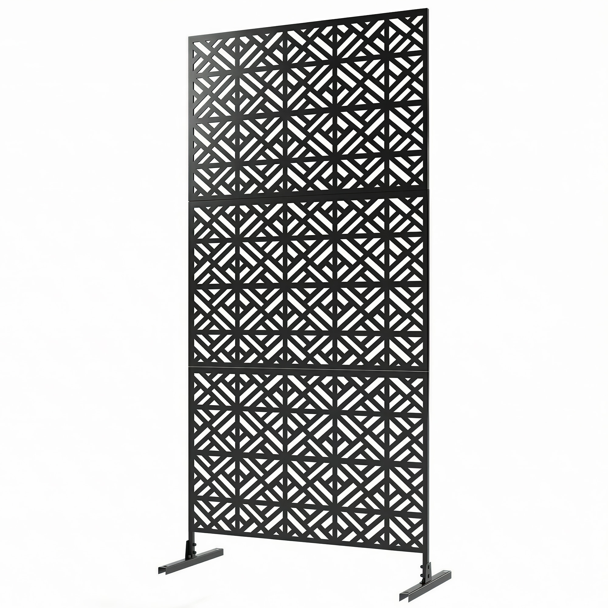 Panneau décoratif extérieur métal - brise vue motif graphique - 92 x 40 x 192 cm - métal époxy noir
