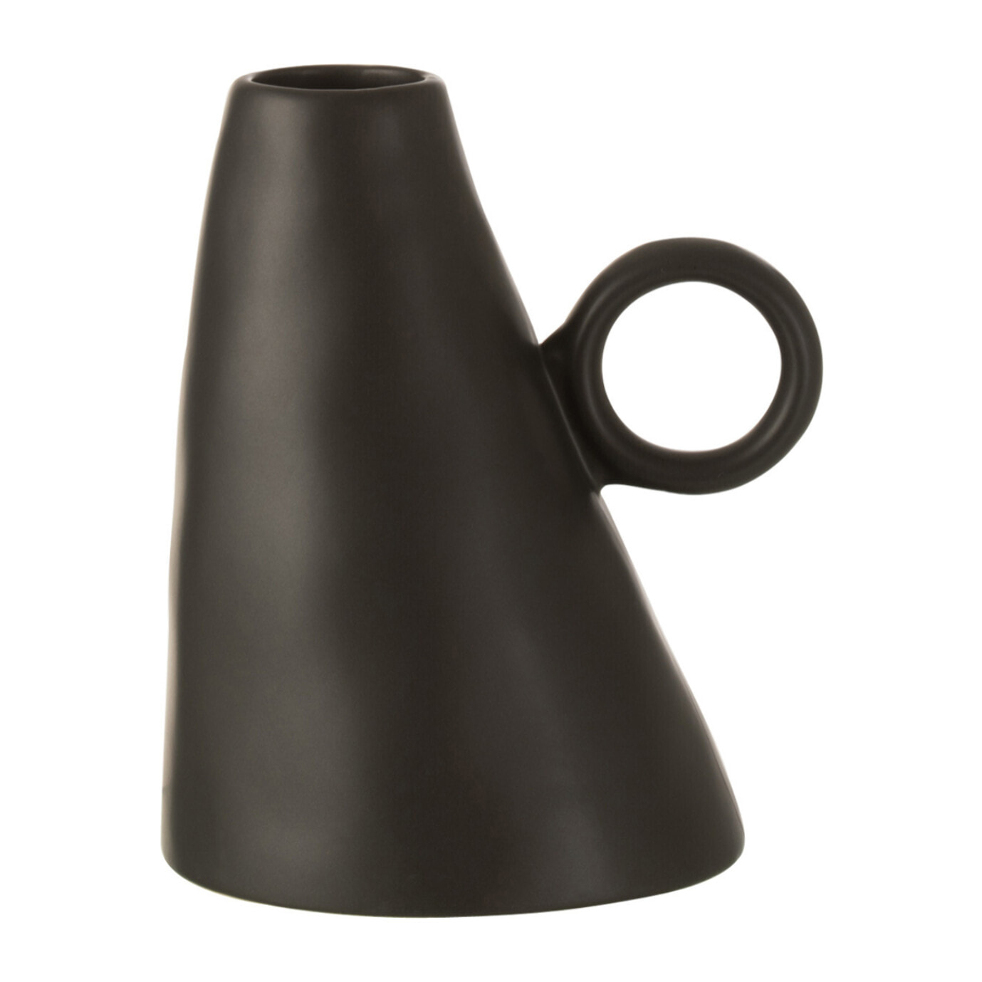 J-Line vase Incliné - céramique - noir - 17 cm de hauteur