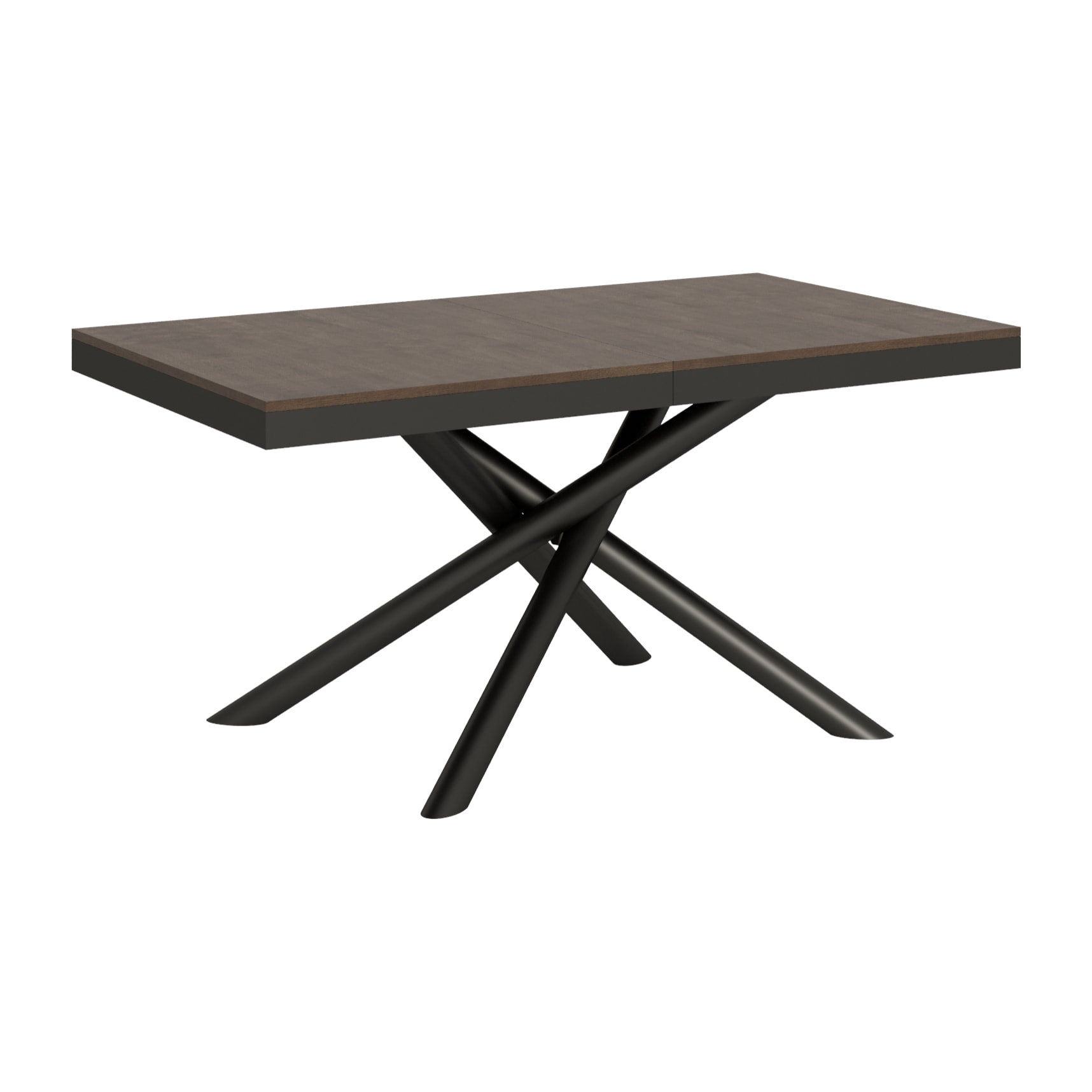 Table extensible 90x160/264 cm Famas Evolution Noyer cadre Anthracite