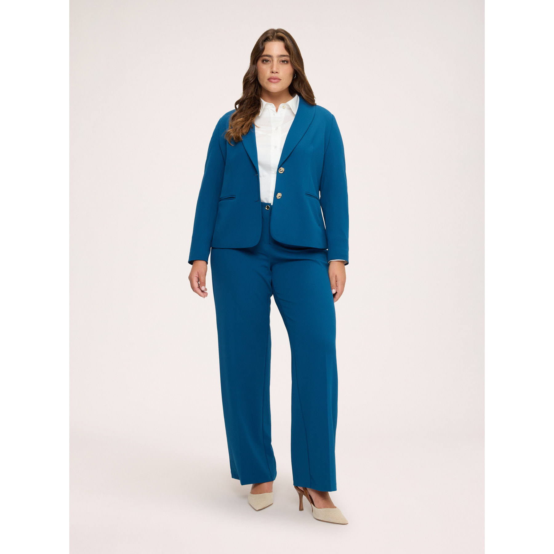 Fiorella Rubino - Blazer cropped in tessuto stretch - Ottanio