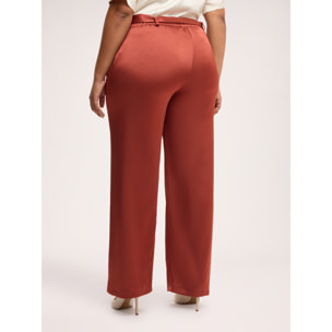 Fiorella Rubino - Pantaloni in raso con cintura - Marrone
