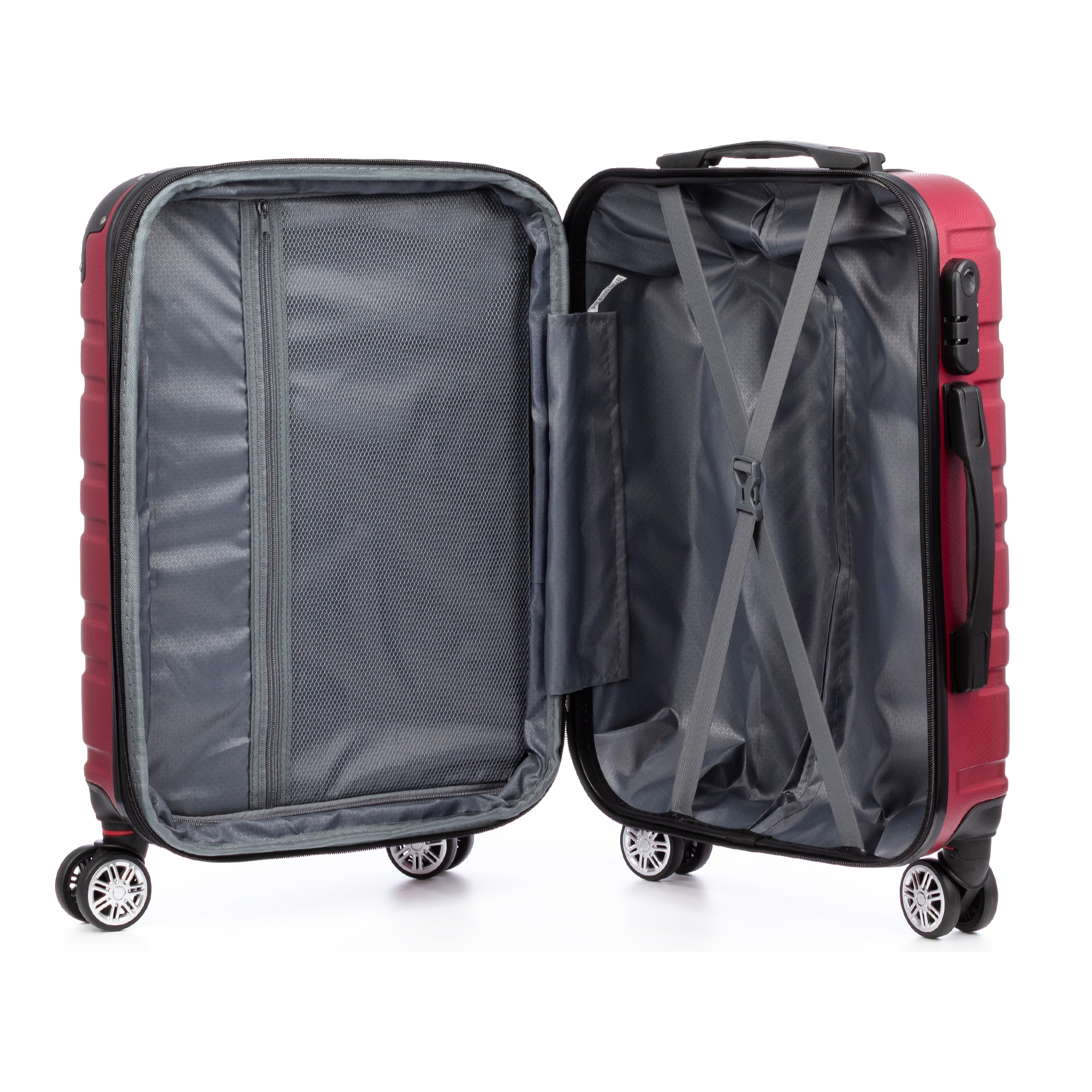 Juego de 3 maletas Trolley extensibles, en material ligero ABS de alta resistencia. Cerradura numérica, 4 ruedas dobles giratorias 360°.