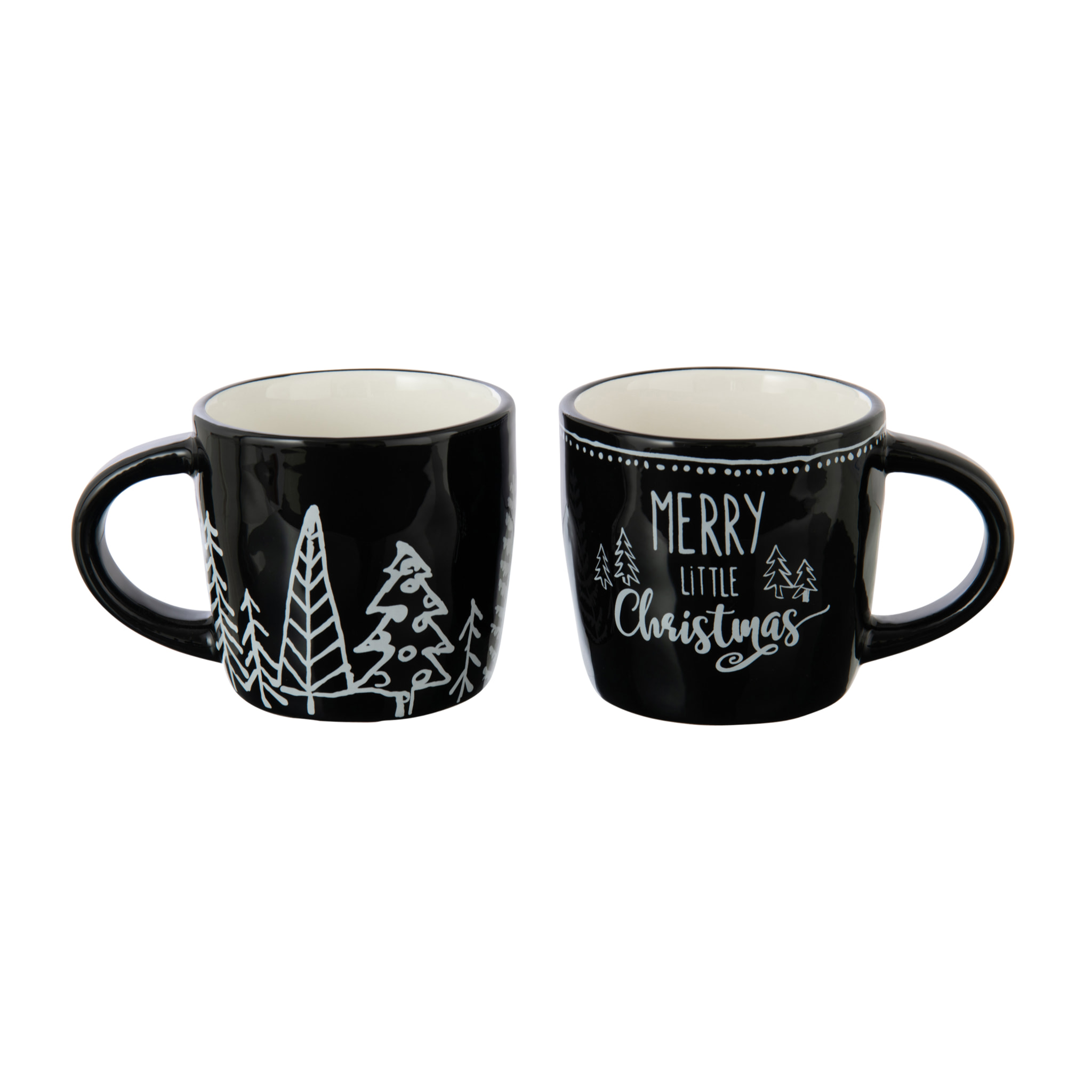 J-Line mug Noël Dolomie - céramique - noir/blanc - 2 pièces