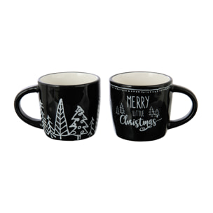 J-Line mug Noël Dolomie - céramique - noir/blanc - 2 pièces