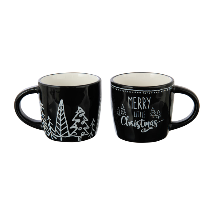 J-Line mug Noël Dolomie - céramique - noir/blanc - 2 pièces