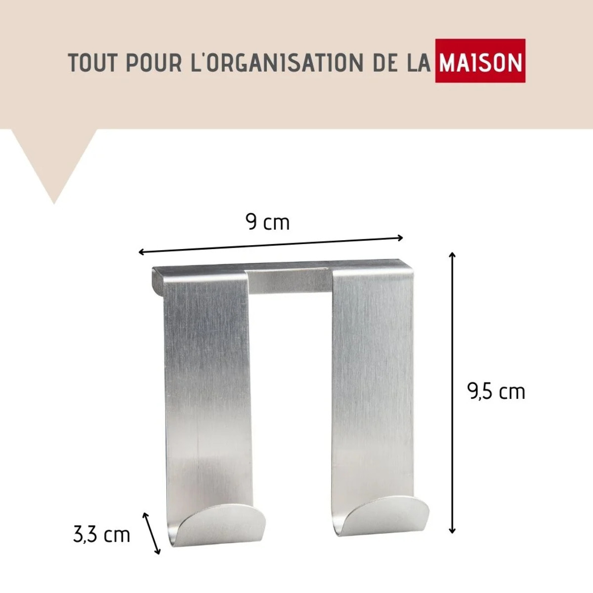 Lot de 2 crochets muraux en métal Fackelmann Tecno