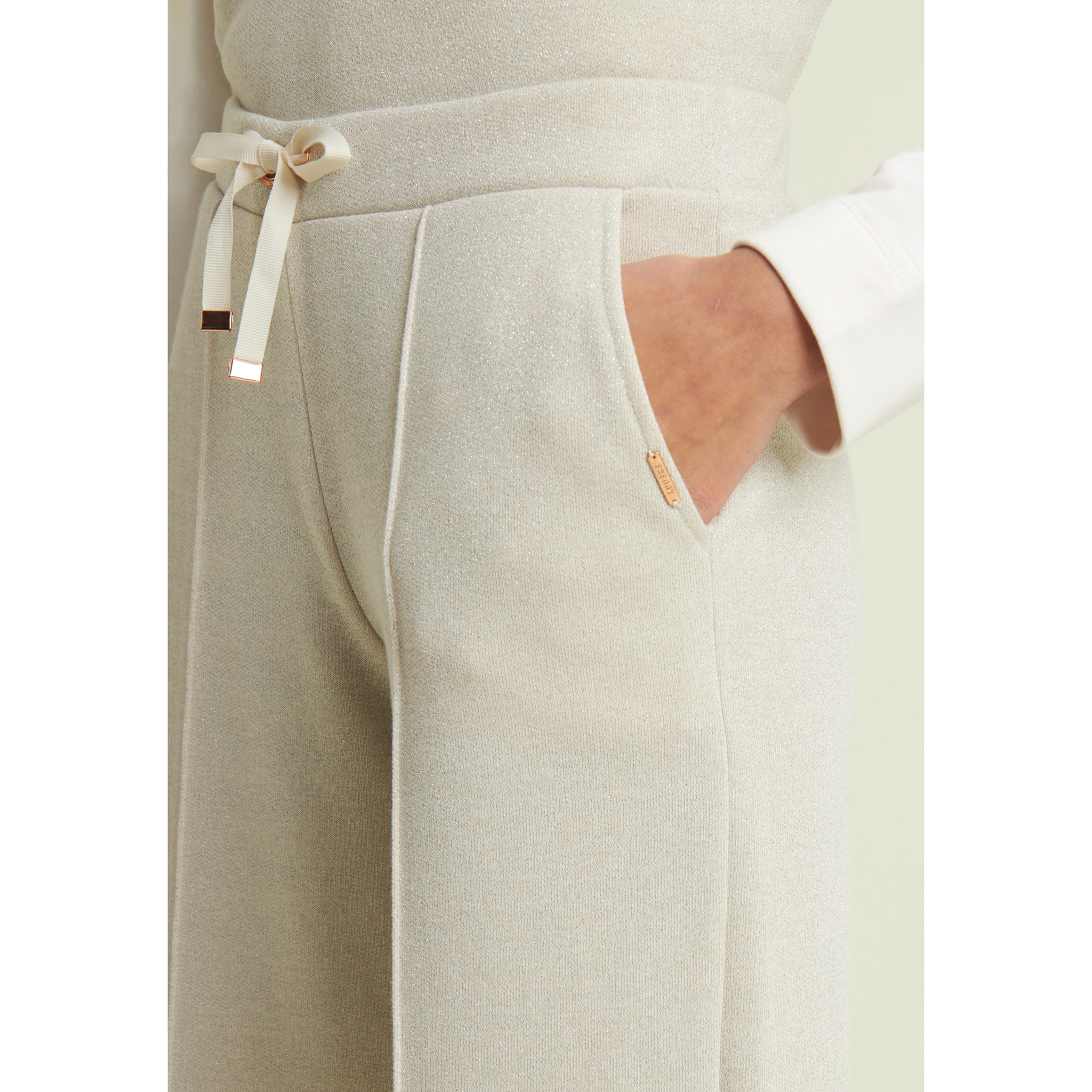 Pantaloni donna wide leg mélange lurex