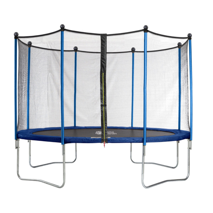 Trampoline "Happy" - Ø 3.65 m m - Avec filet + échelle + couverture + kit d'ancrage