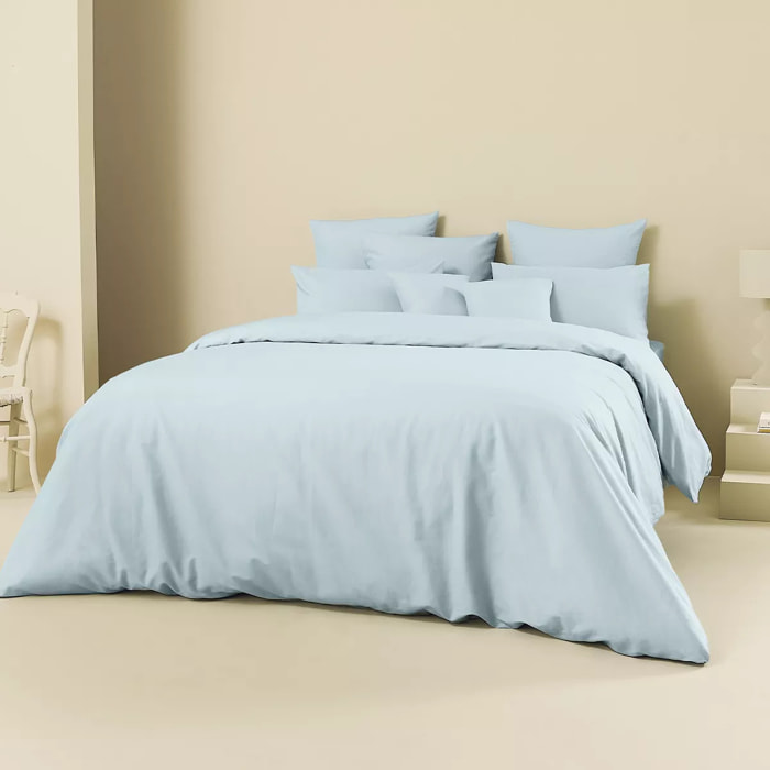 Housse de couette lin & coton 160 g/m² uni bleu Le metis francais aqua