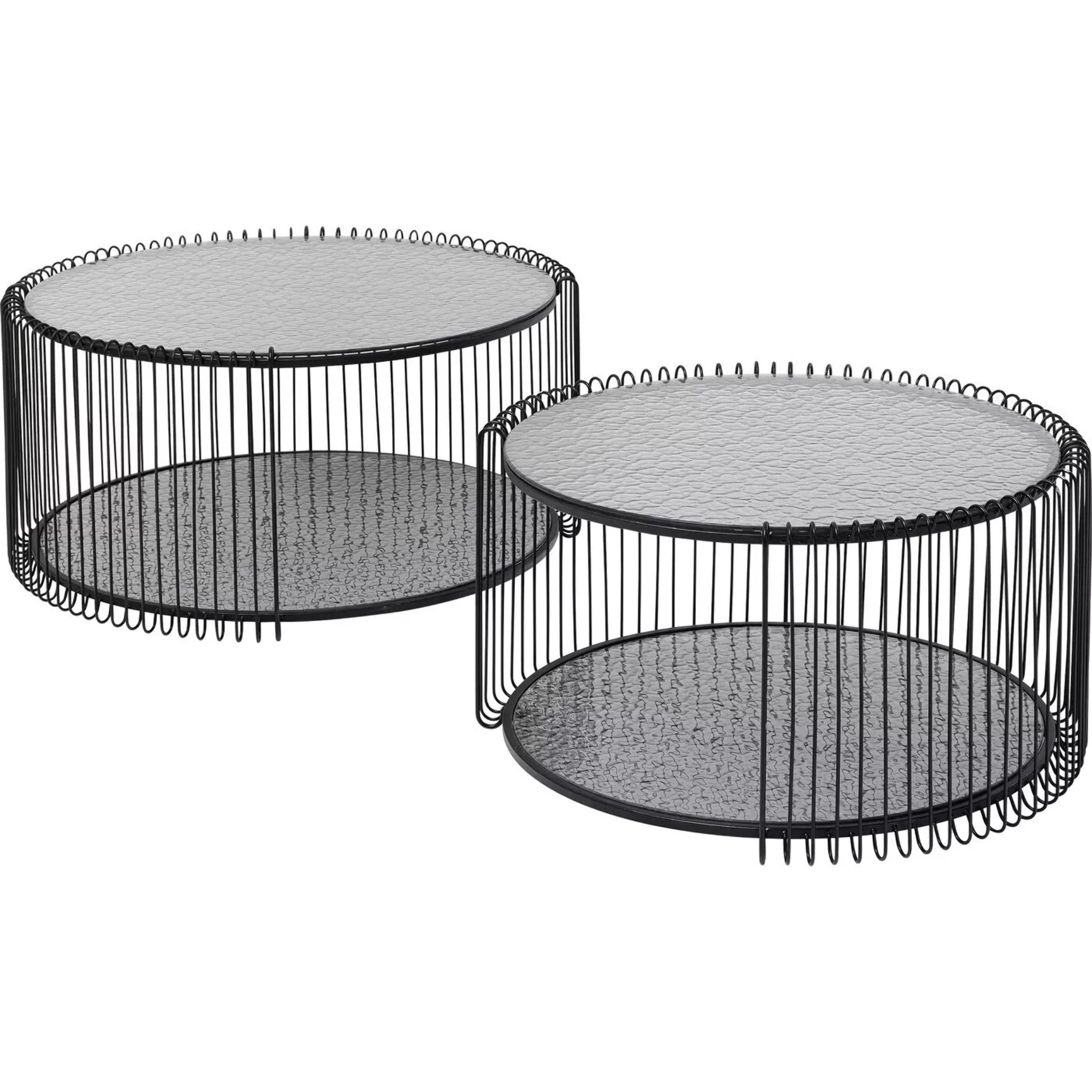 Tables basses Wire Double Bubble noires set de 2 Kare Design