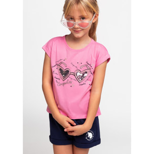 Camiseta de Niña Gafas Corazón Rosa