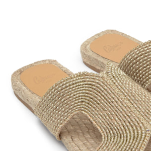 Sandalia plana slip-on Puri en yute y rayón
