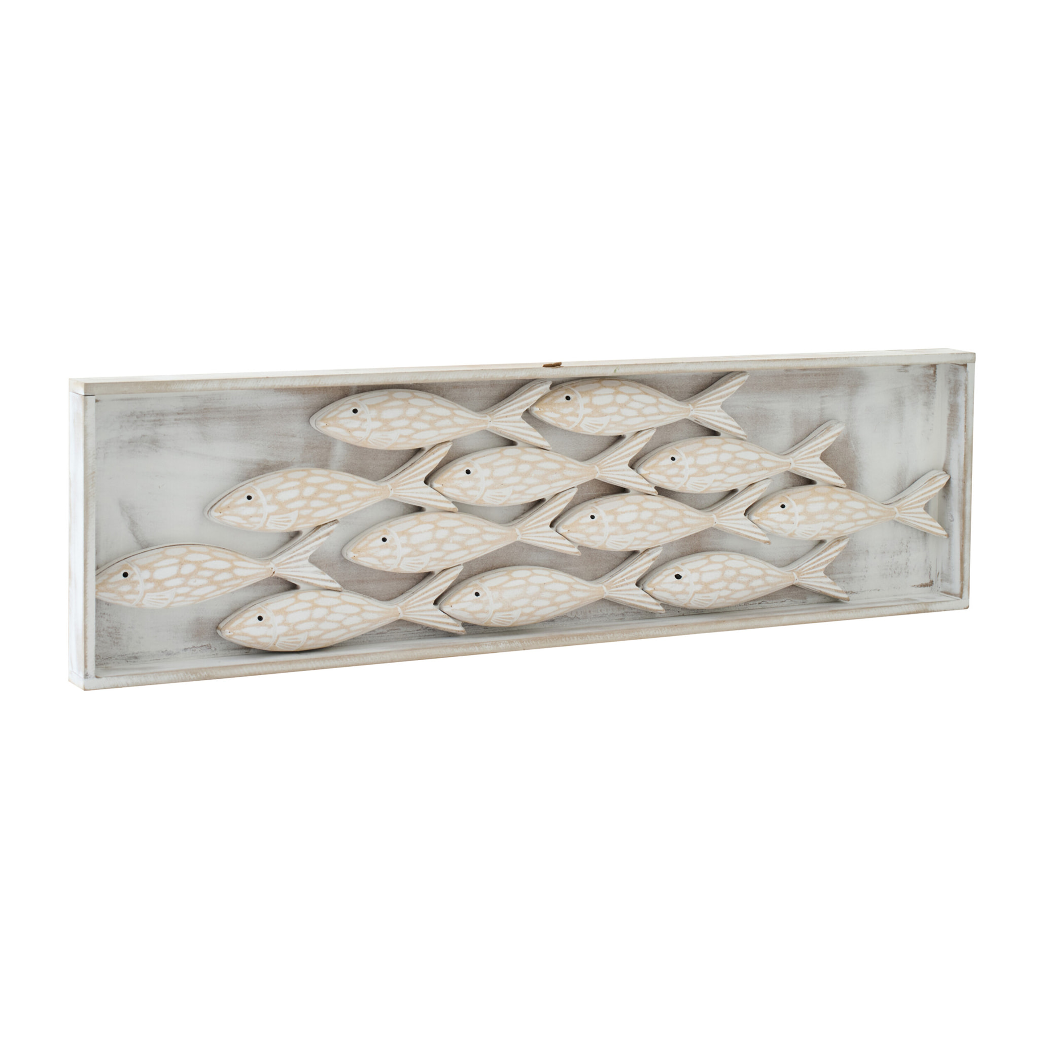 J-Line Objet Mural Poisson Blanchi - bois - naturel