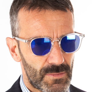 Gafas de sol OCEAN HILL - Blanco transparente brillante / Revo azul