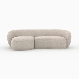 Canapé d'angle modulable 4 places en tissu beige chiné - Nova