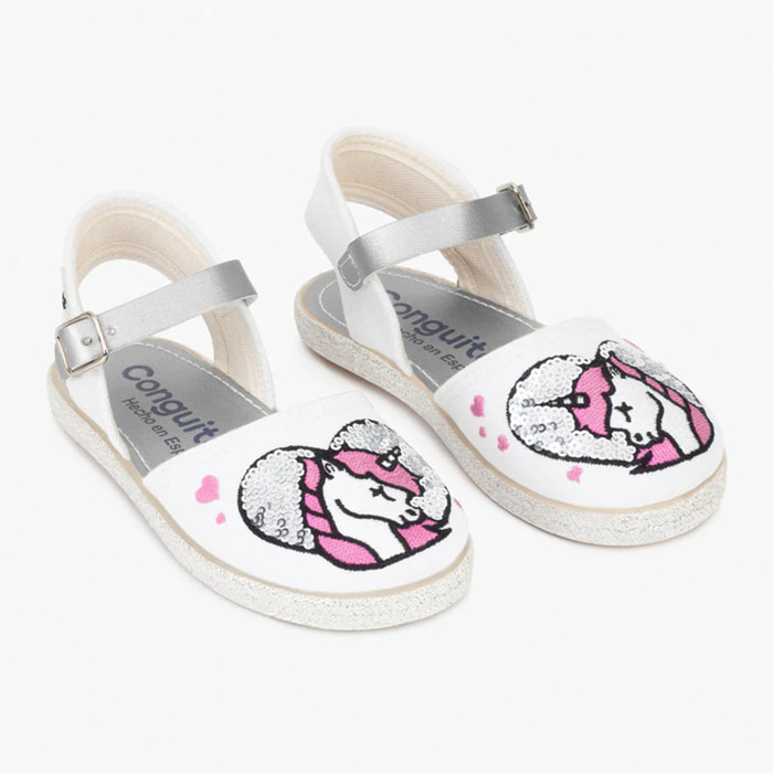 Espadrillas con paillettes unicorno per bambine