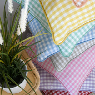 Coussin décoratif motif vichy en polycoton - Rouge