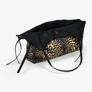 Bolso de hombro leopardo con hebillas metálicas