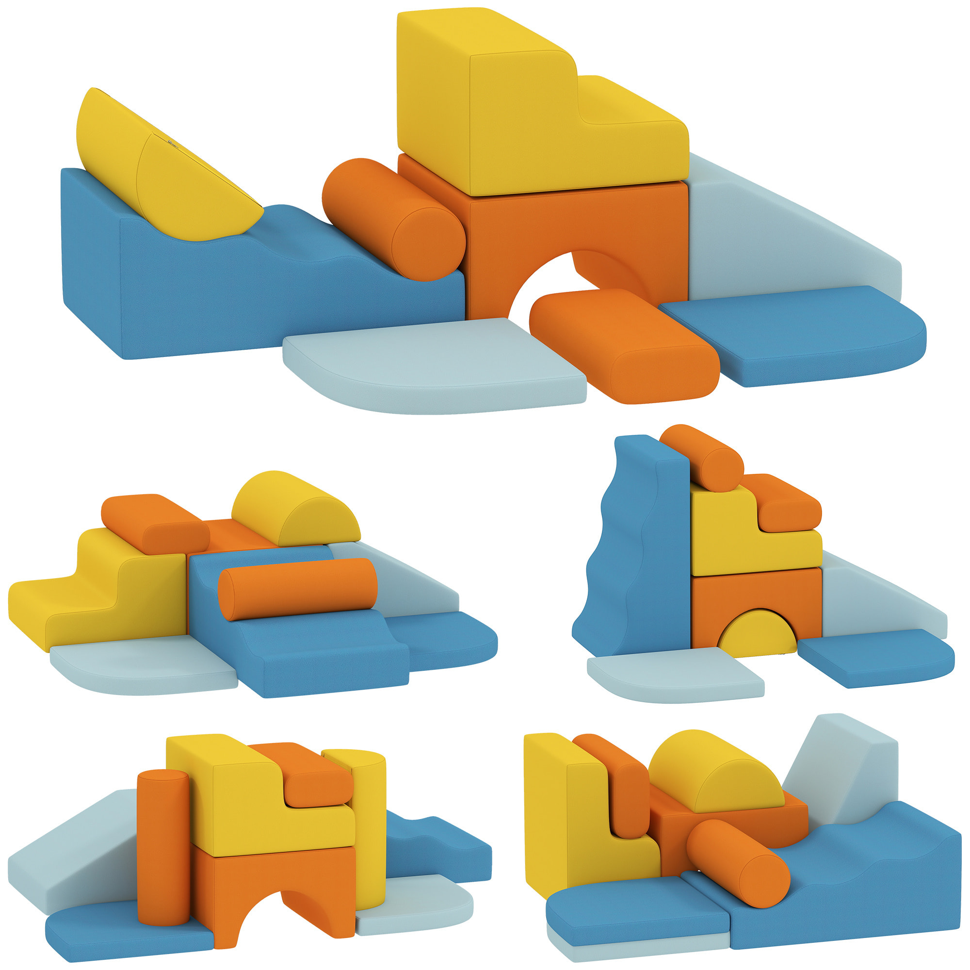 Juego de 9 Bloques de Espuma para Niños, Bloques de Psicomotricidad con Fundas de Terciopelo Lavables, Set de Escalada para Interior, para Escalar y Gatear, Multicolor