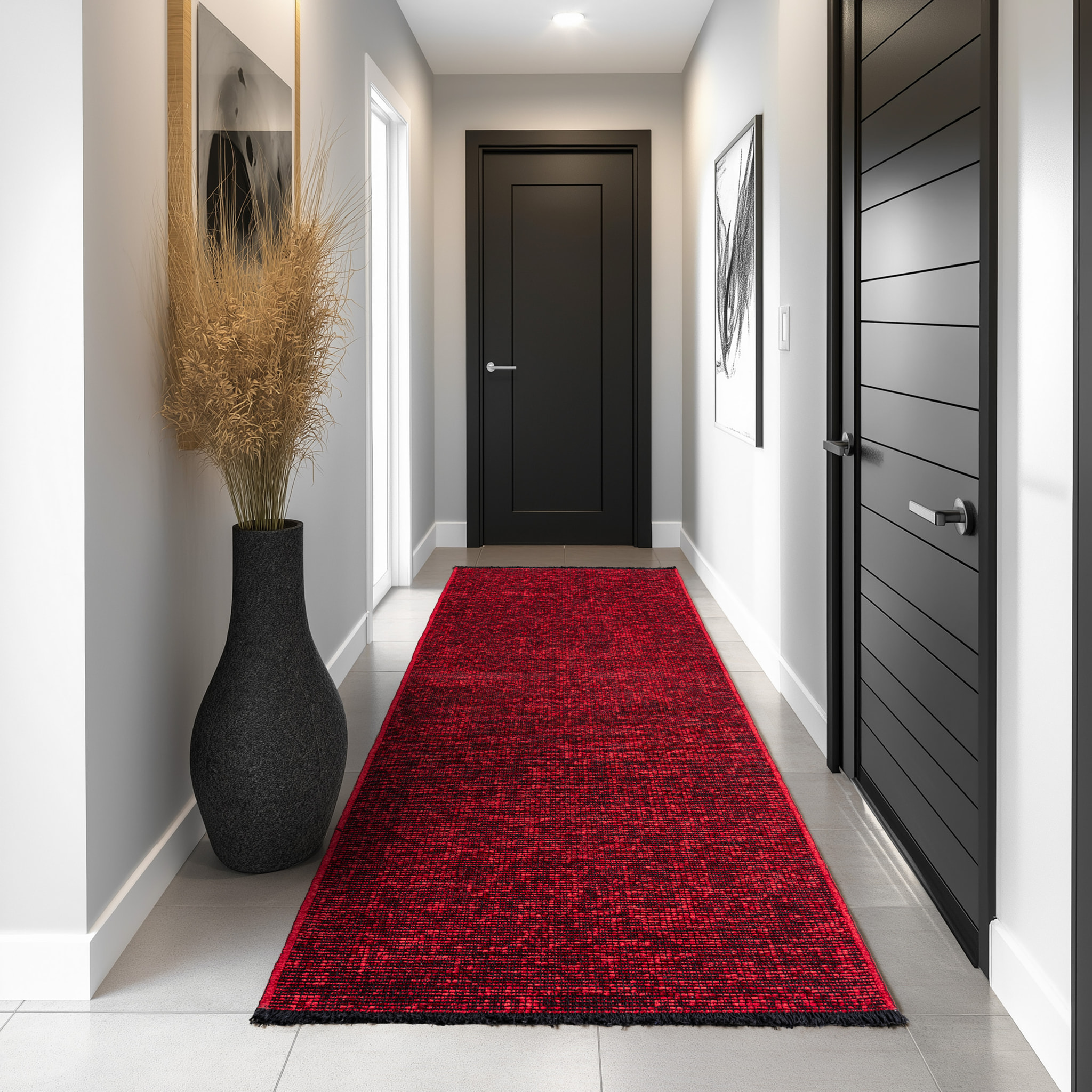 MIRA - Tapis de salon rouge au design abstrait