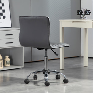 Silla de Oficina sin Brazos Silla de Escritorio Giratoria Tapizada en PU con Altura Ajustable para Estudio Dormitorio Tocador Carga 120 kg Gris Oscuro