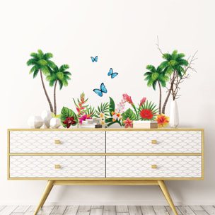 Stickers muraux | Sticker Mural Autocollant - FLEURS PARADIS TROPICAL - adhésifs fond transparent