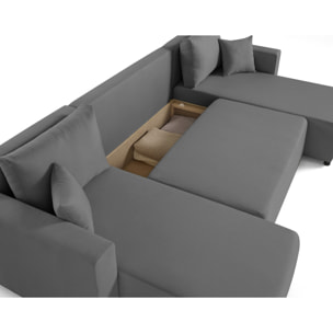 Regala - canapé panoramique - 7 places - convertible avec coffre - en tissu - Gris