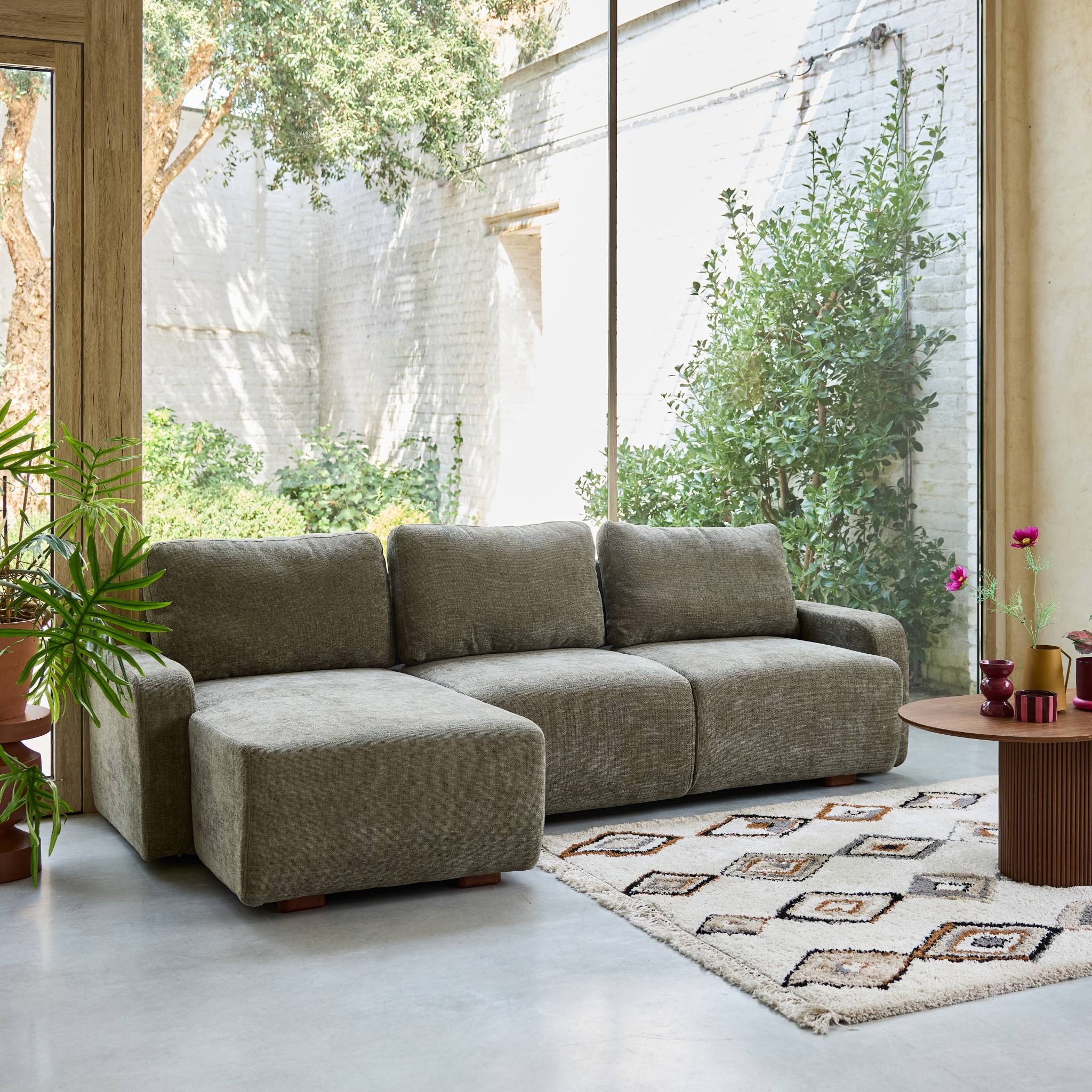 Canapé d'angle gauche 3 places tissu  DANY