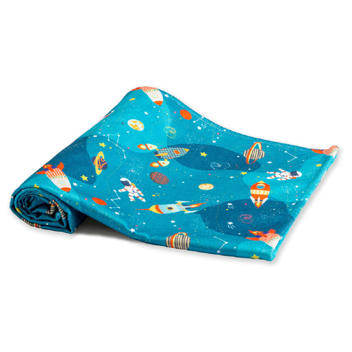 Drap de douche enfant coton mélangé 340 g/m² imprimé vert Galaxies sideral