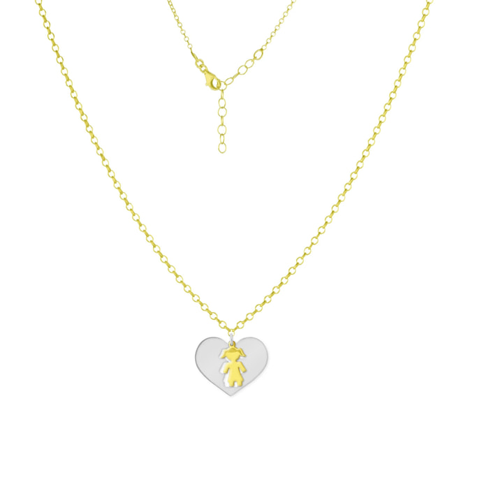 Collana Love Makes a Family Bimba-Cuore con Pendente Argento Bicolore