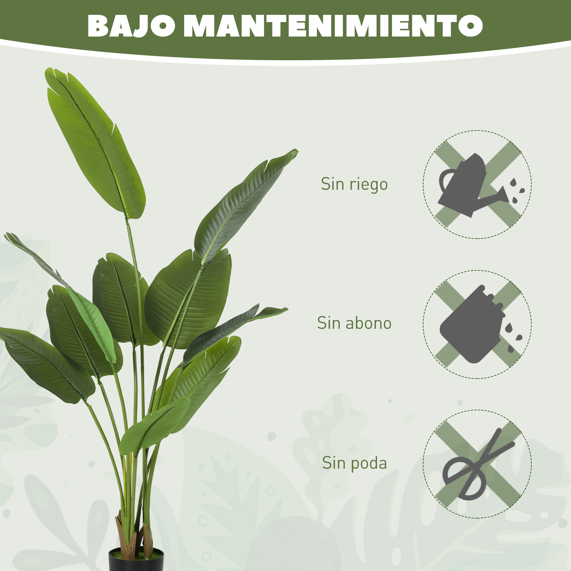 Planta Artificial Decorativa 160 cm Bananera Artificial con Maceta y Hojas para Interior Hogar Salón Oficina Verde