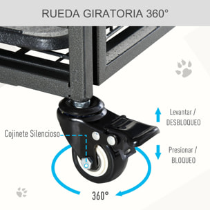 Jaula de Metal para Perros Plegable con Ruedas Bandeja Extraíble 125x76x81 cm