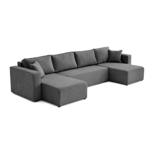 Topaze - canapé panoramique - 7 places - convertible avec coffre - en tissu - Gris foncé