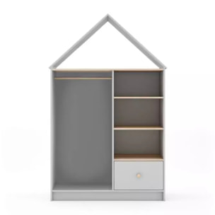 Armario vestidor juvenil Misty Cloud Blanco - Oak Soft