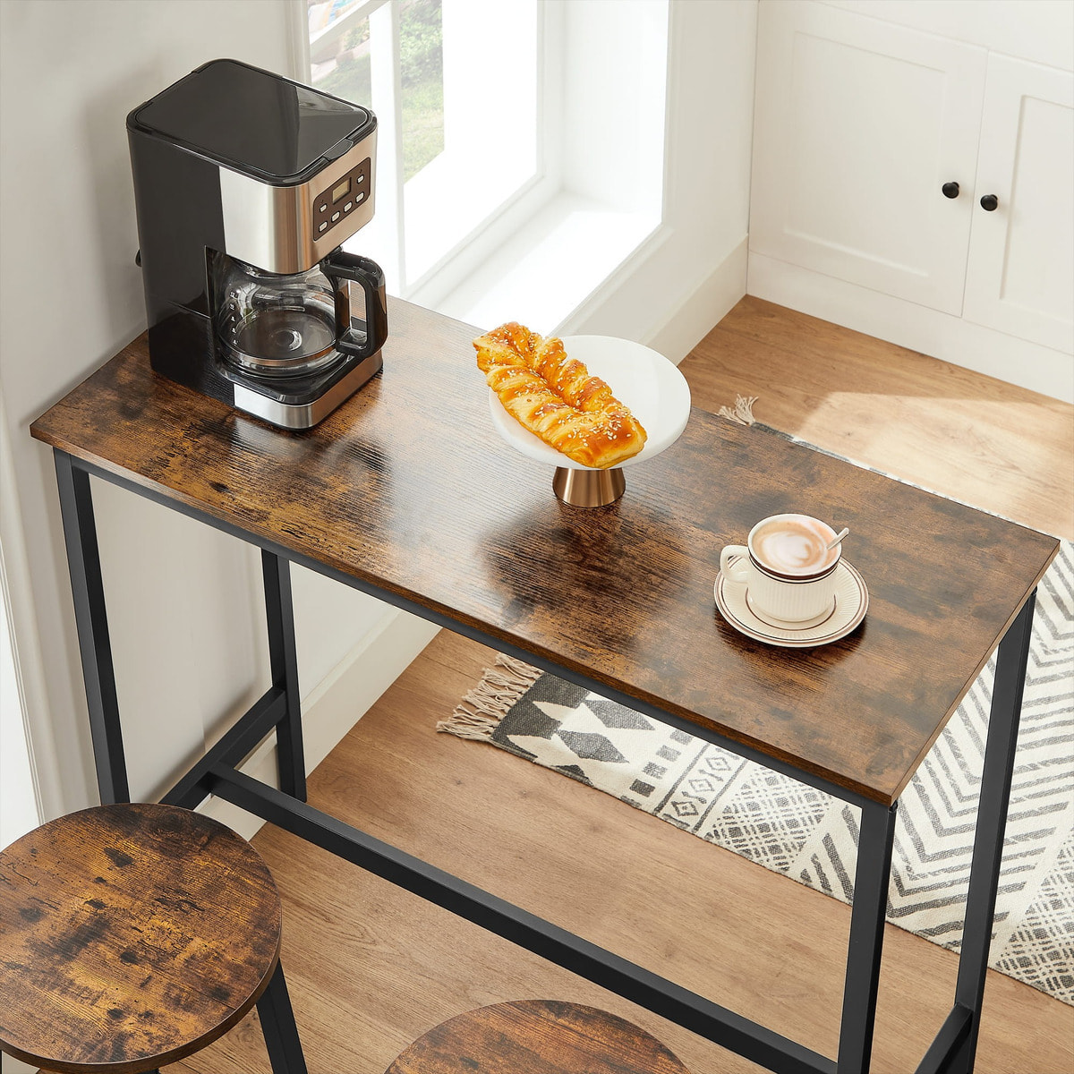 Set Bar Oslo con Tavolo Alto e 2 Sgabelli in Stile Industriale