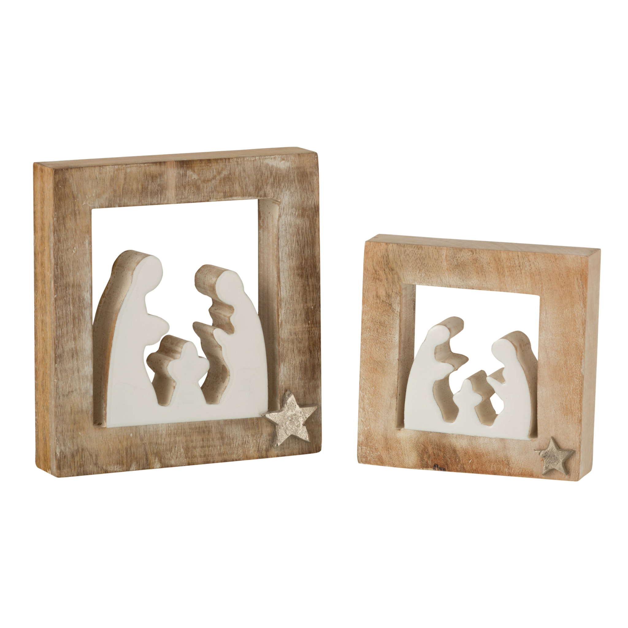 J-Line décoration Crèche Simple - bois - blanc - large