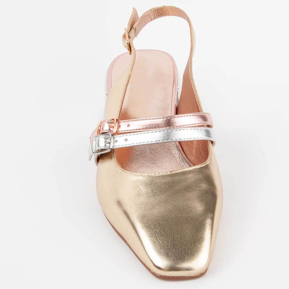 Zapato De Tacón - Dorado - Altura: 4 Cm