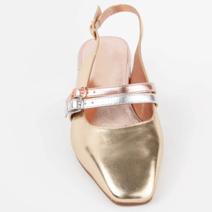 Zapato De Tacón - Dorado - Altura: 4 Cm