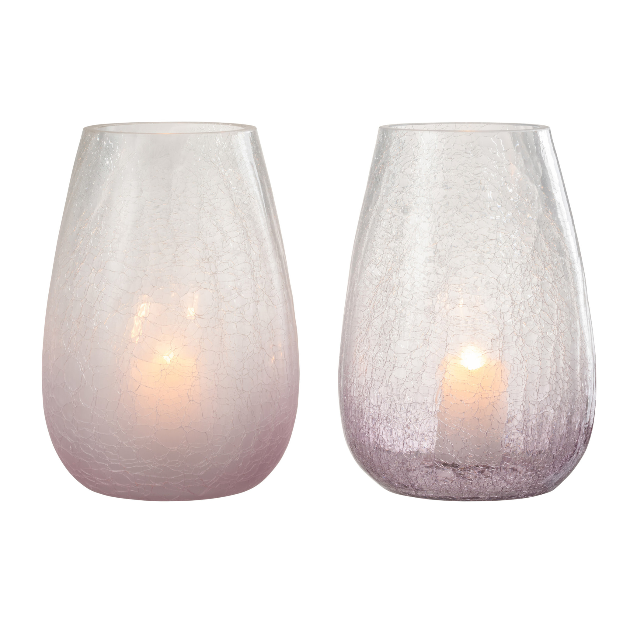 J-Line bougeoir Forme Oeuf Craquele - verre - mauve - large - 2 pcs