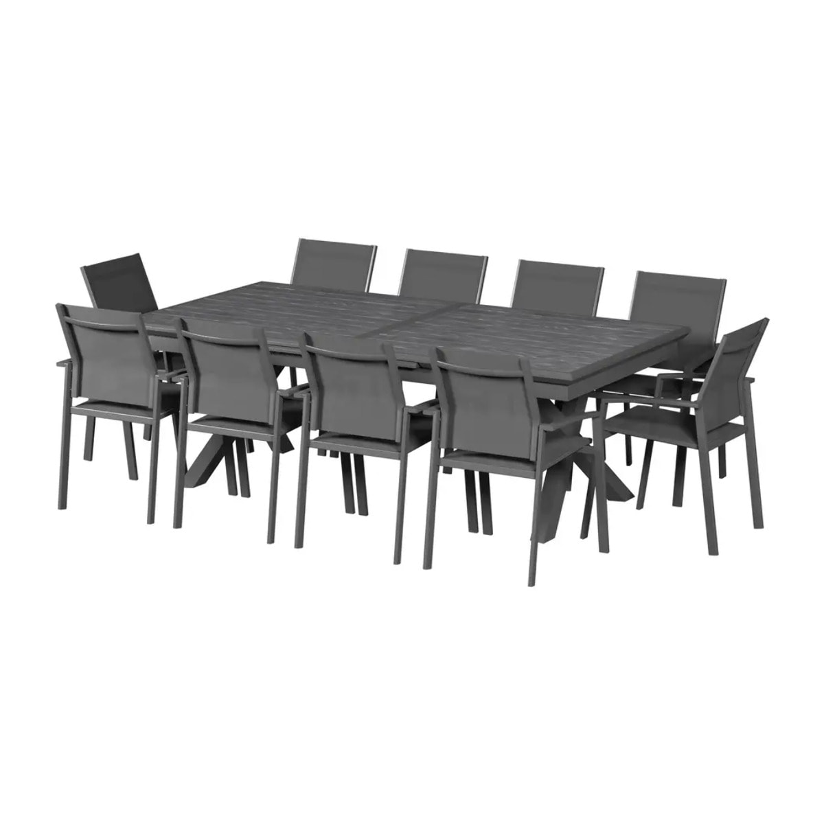 Table de jardin extensible "Axiome" ardoise granitée 12 places en aluminium traité époxy