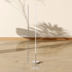 Lámpara de Pie Moderna, Lámpara Salón con Brillo, Temperaturas de Color Ajustables 3000K-6000K, Mando a Distancia Magnético, Temporizador, para Dormitorio, Oficina, Decoración, Gris Plateado