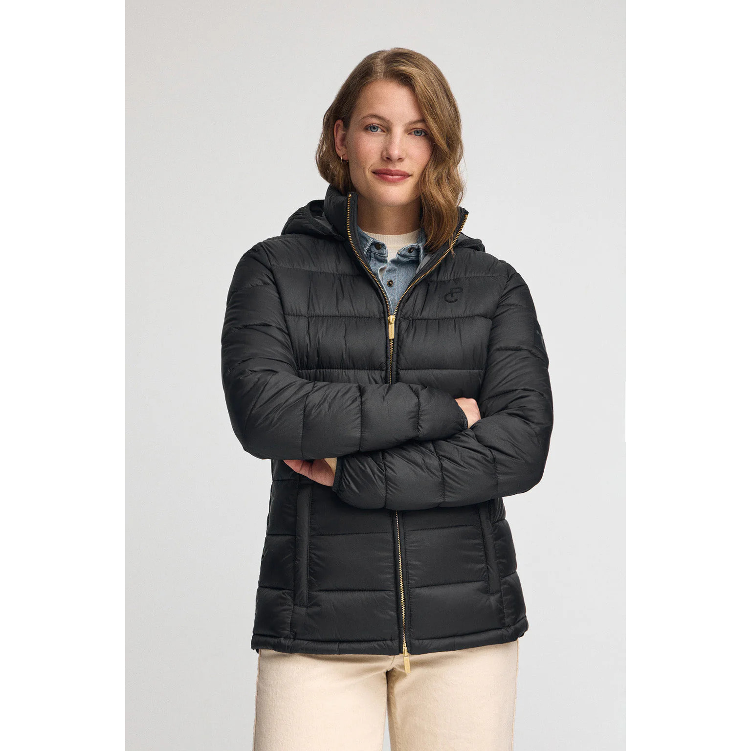 Chaqueta ultralight negra con logo Polo Club