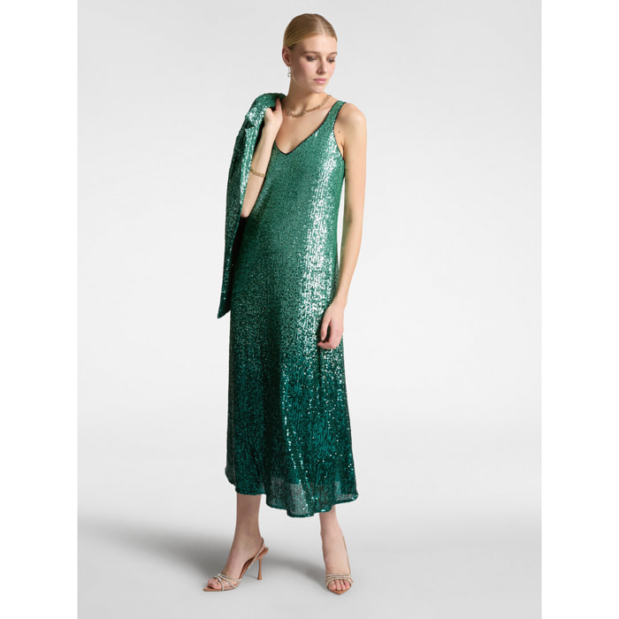 Elena Mirò - Abito lungo full paillettes - Verde