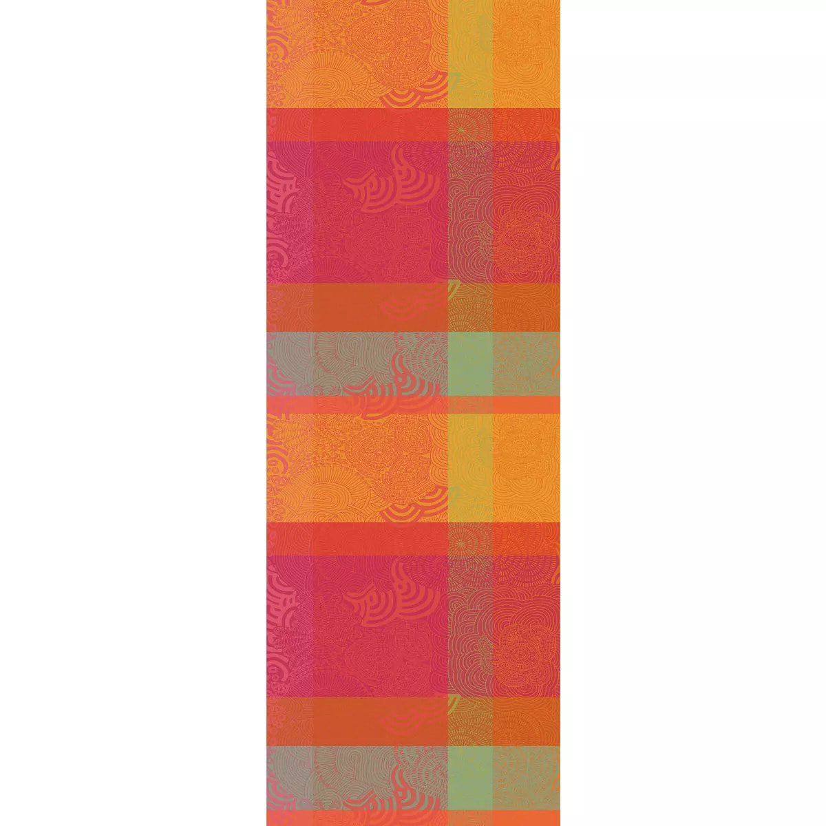 Chemin de table pur coton motif jacquard multicolore Mille rainures flamboyant