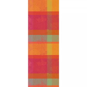 Chemin de table pur coton motif jacquard multicolore Mille rainures flamboyant