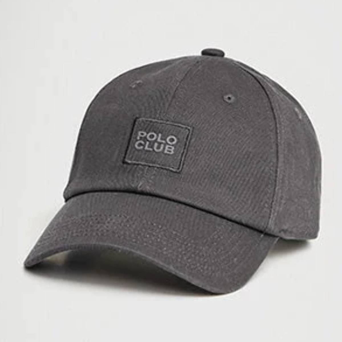 Gorra gris oscuro de seis paneles con logo Polo Club