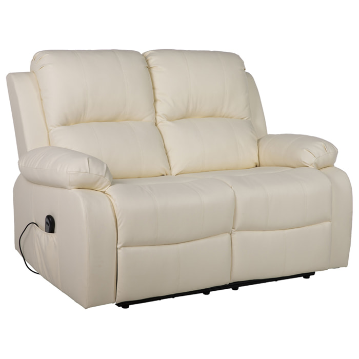 Armand - Canapé 2 places relax électrique en simili - Beige